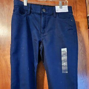 Liz Claiborne Sara Crop Navy Capri Size 6 Elastic Waistband NWT Mid Rise